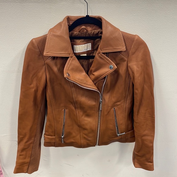 Michael by Michael Kors Leather Moto Jacket - Picture 1 of 5